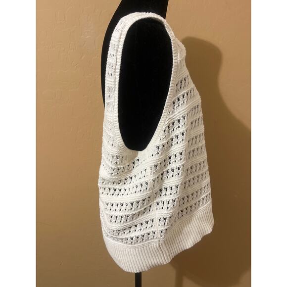 Crochet Knit Tank Top XL Beachy Boho Cottage Granny Chic Eyelet Lagenlook Layer - Picture 4 of 6